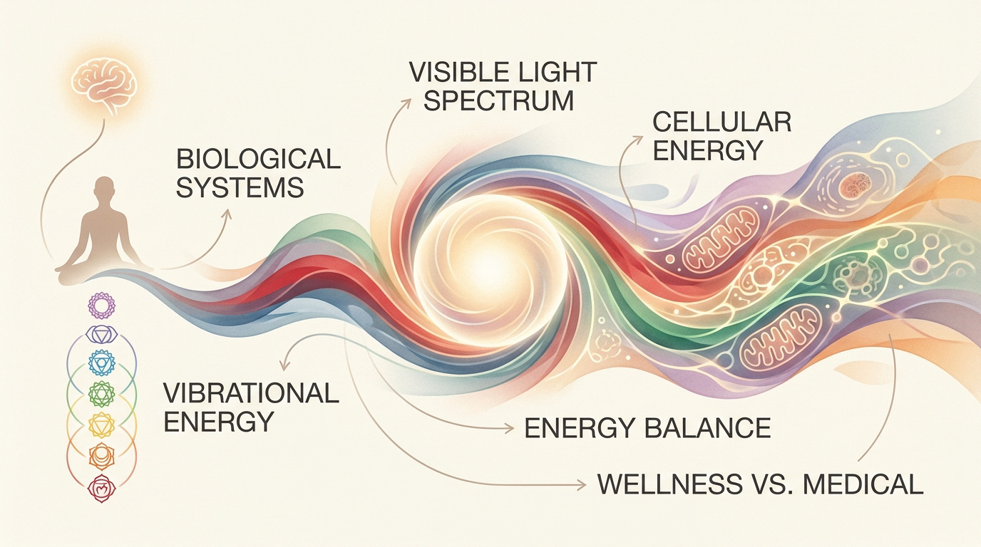A visual representation of light energy interacting with human wellness and biological balance