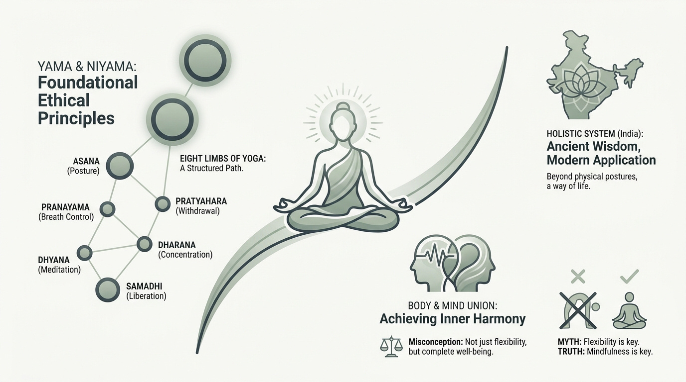 Ancient yoga philosophy and the eight limbs of Patanjali for beginners